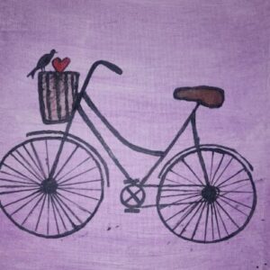 Bicycle on purple background